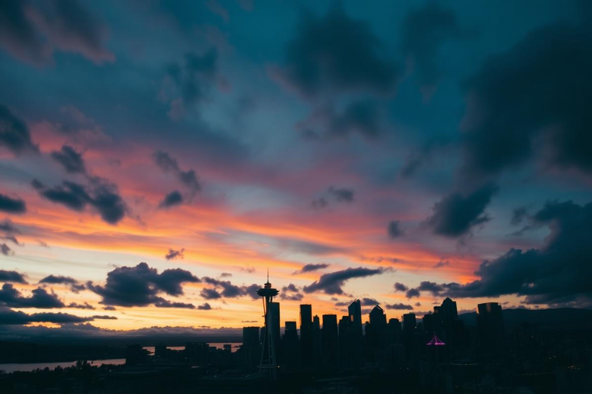 Aerial — Seattle Dusk